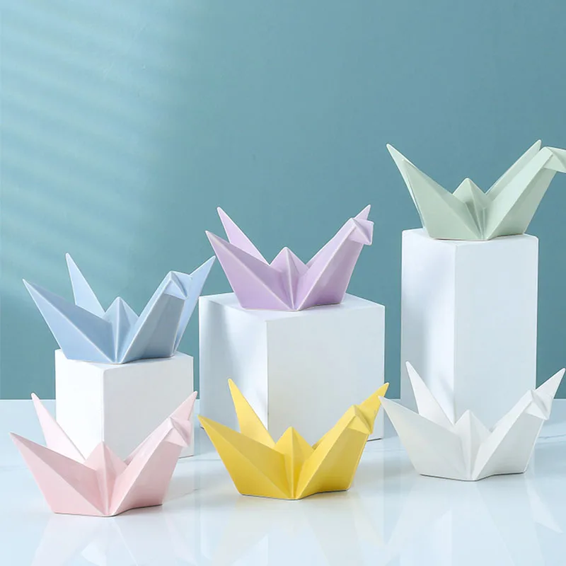 

Nordic Contracted Manual Papercranes Artware Sculpture Home Decoration Accessories Modern Art Ceramic Statue Room Ornament