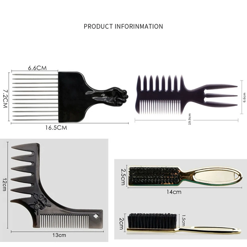

4 PCS Hair Comb Styling Set Barber Hairstylist Accessories, Professional Shaping & Wet Pick Barber Brush Tools