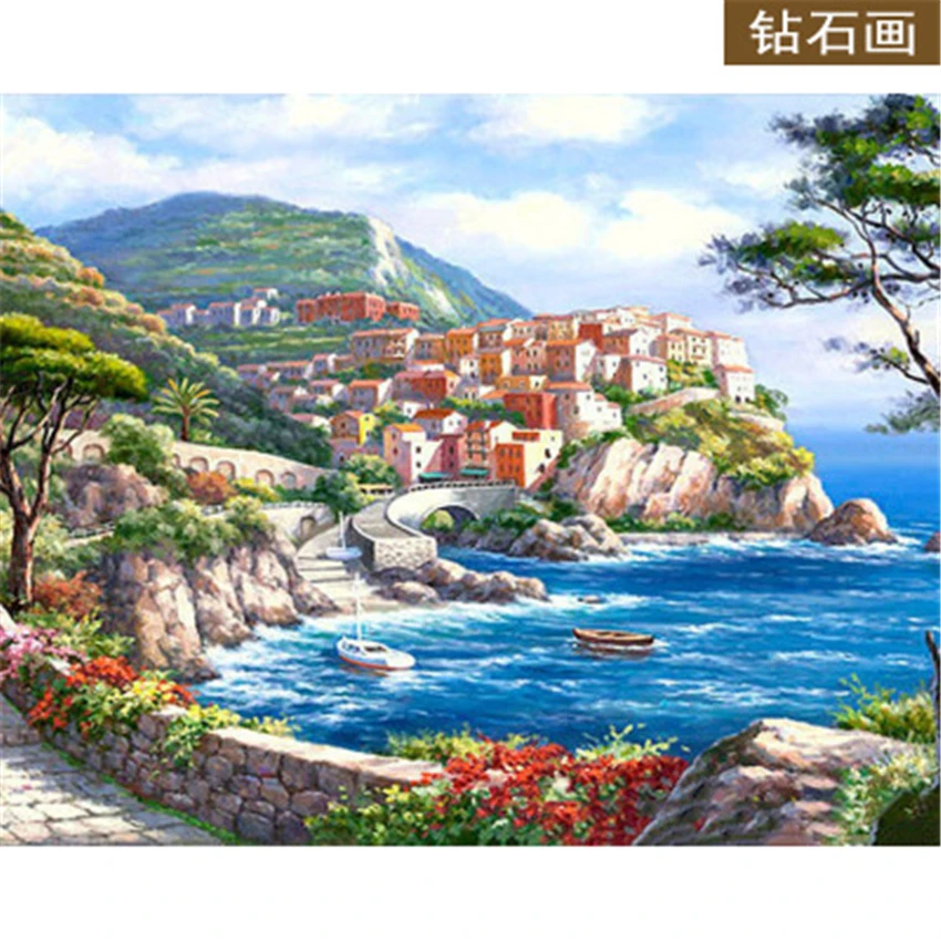 Алмазная живопись сделай сам 5D для гостиной Приморского города павлина спальни