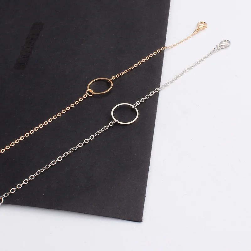 Простой Круглый браслет золотого и серебряного цвета для женщин звеньевой