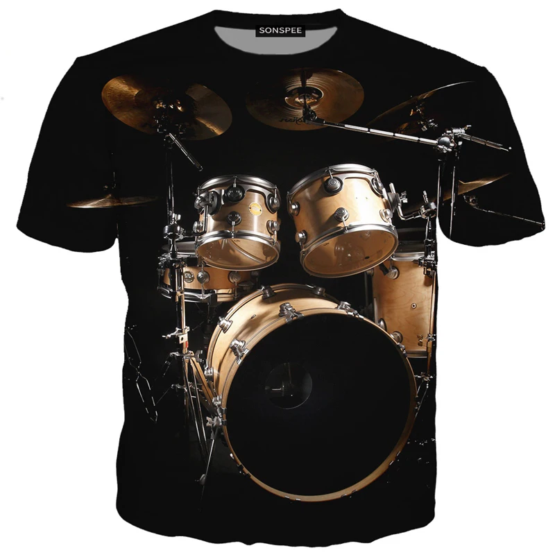 

Men's Women's 3D Drum T-shirt Musical Instrument Shirt Urban Fashion Electric Music Hippie Funny Alternative Summer Tops