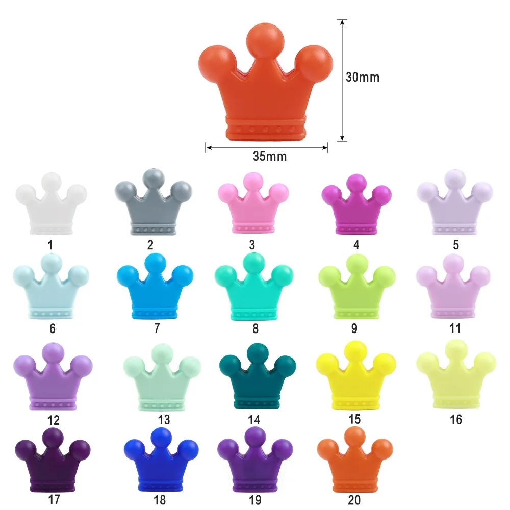 BOBO.BOX 5Pcs Crown Silicone Beads Baby Teething Colorful Baby Nursing Teethers Food Grade Teether Beads Baby DIY Pacifier Chain