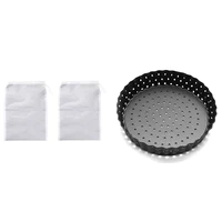 1 pcs 5inch metal non stick perforated pizza pans pie pan 2 pcs fine mesh straining bags kitchen food strainer bags