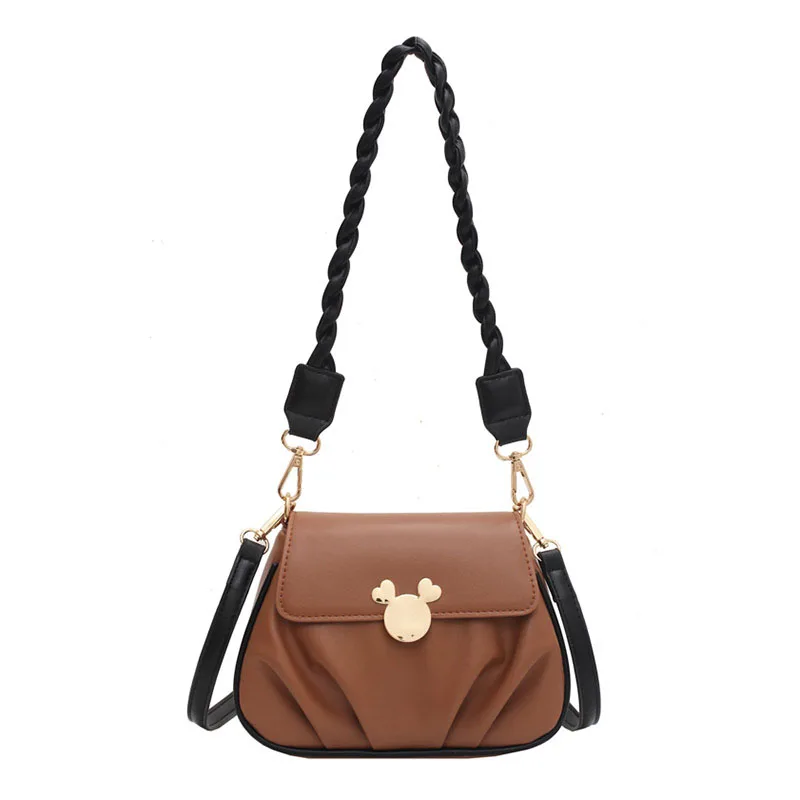 

Brown Shoulder Bag for women 2020 Autumn Designer Handbag Fashion Tide Small PU Leather Messenger Bags Black FTB315