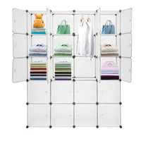 Modular Closet Bookcase Organizer Plastic Cabinet 20 Cubes Wardrobe 35*35 Cubby Shelving Storage Drawer Unit System with Doors