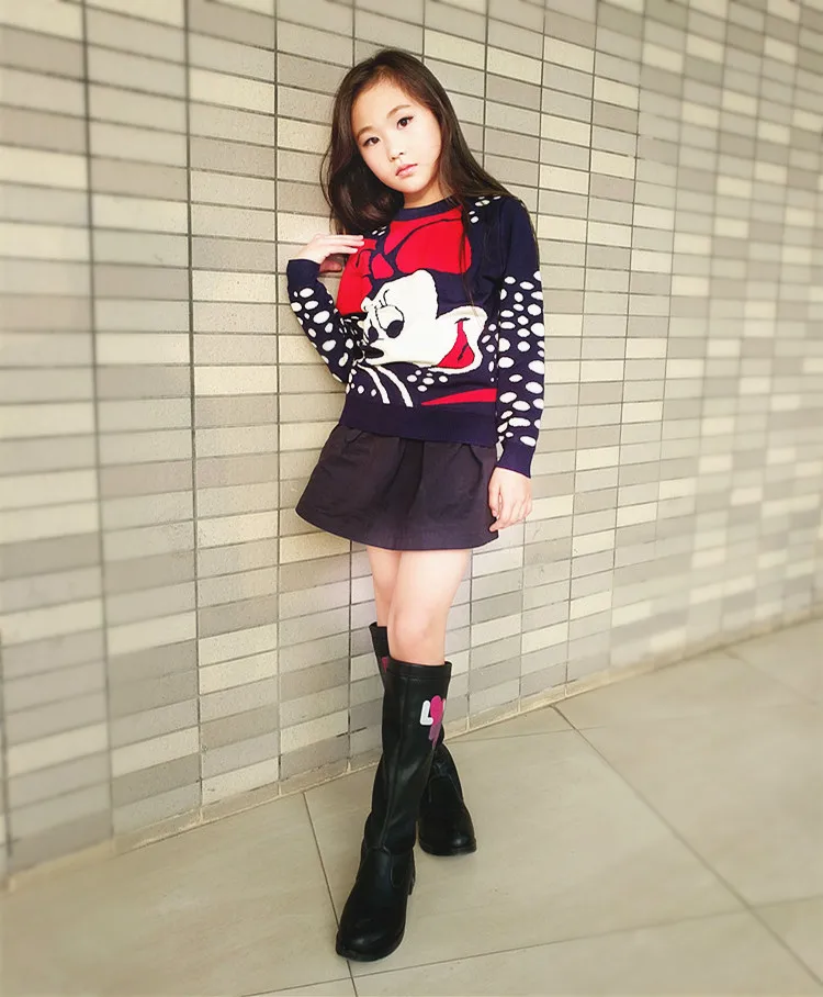 Детская одежда свитер с длинными рукавами и рисунком Детское пальто для девочек