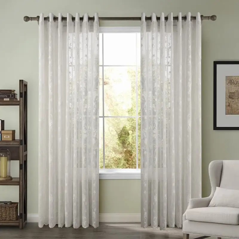 

ChadMade Isla Embroidery Sheer Curtains Grommet Drapery Panels White Embroidery Curtains Custom Drapes for Living Room (1 Panel)