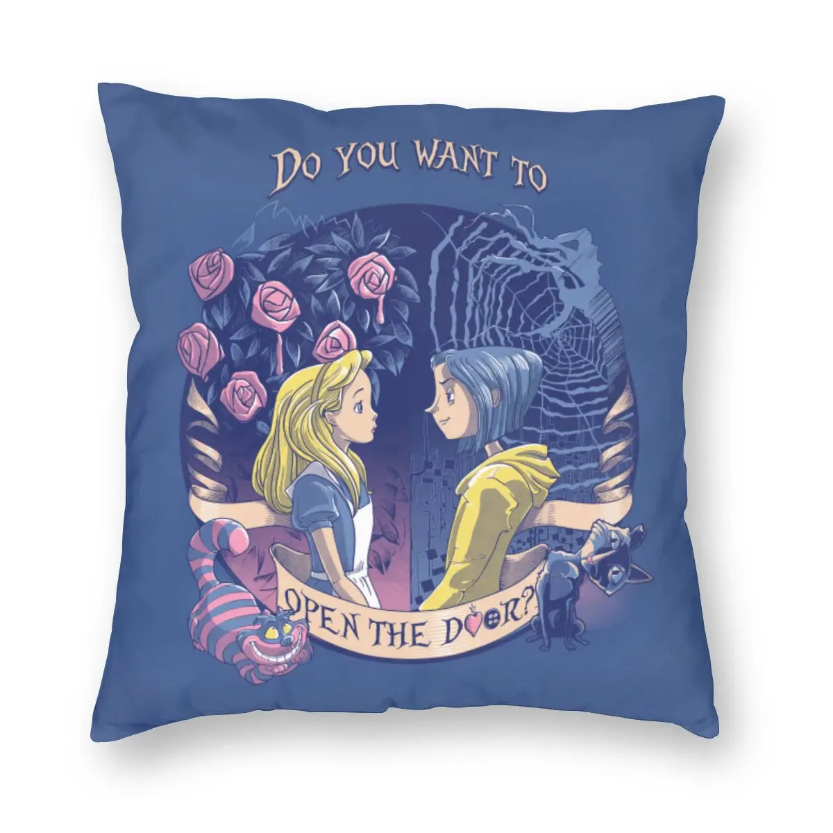 Диванные подушки Чехол Коралина и Алиса открыть дверь Диван декоративные