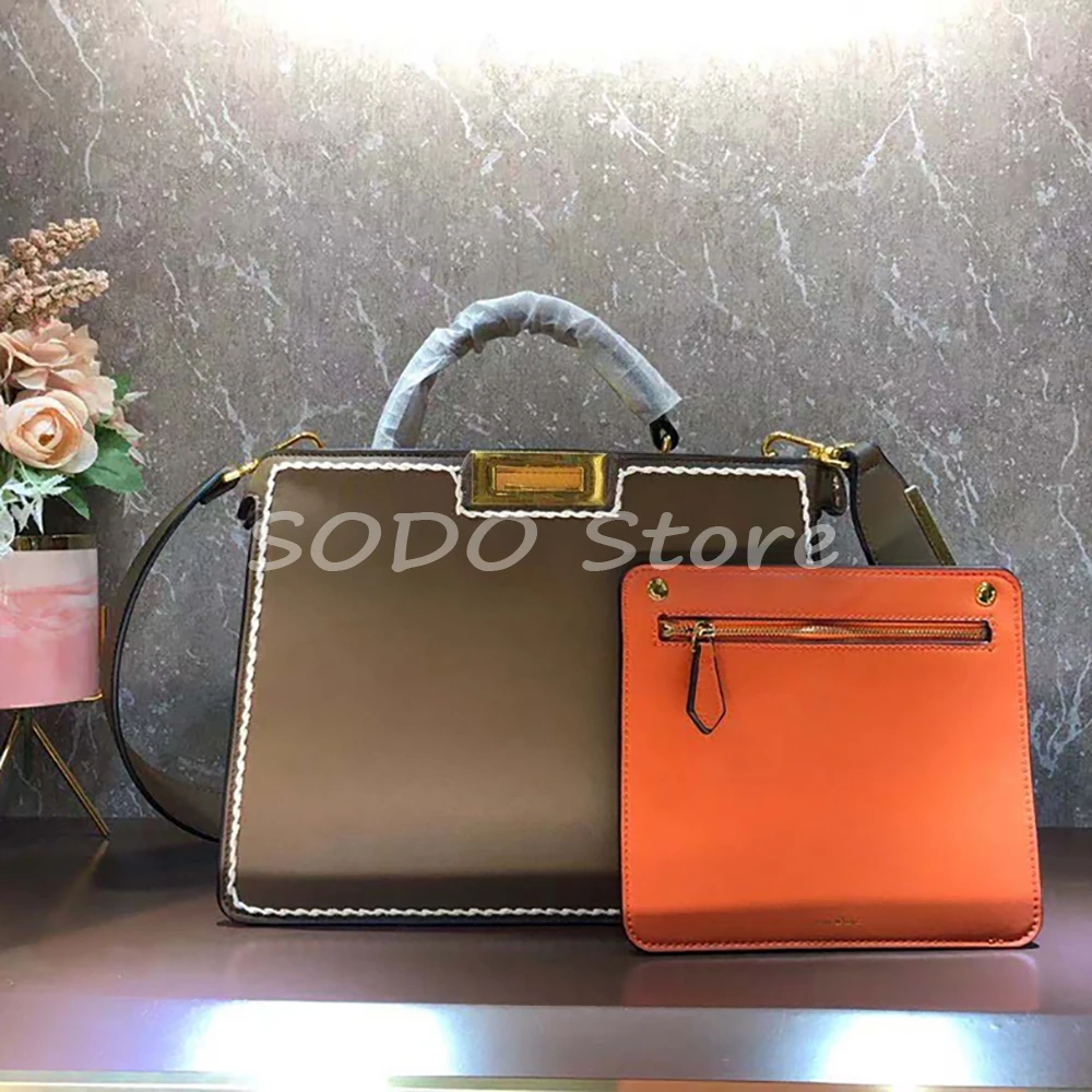 

2021 New Collection Luxury Brand Genuine Leather Handbag Show Fashion one Shoulder Bag Large Capacity Women Commuting Bag