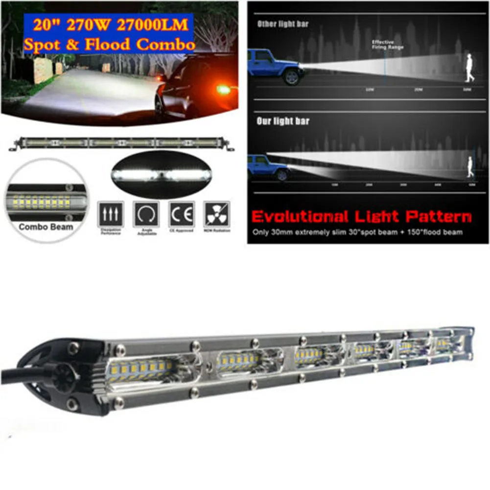

270W 20\" Slim LED Work Light Bar Flood Spot Beam Car Off-road Driving Fog Lamp 270W LED Work Light