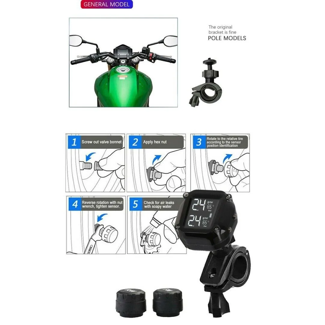 

1 Set Motor Tire Pressure 50 * 50 * 25mm Black IP65 Monitoring Motorcycle