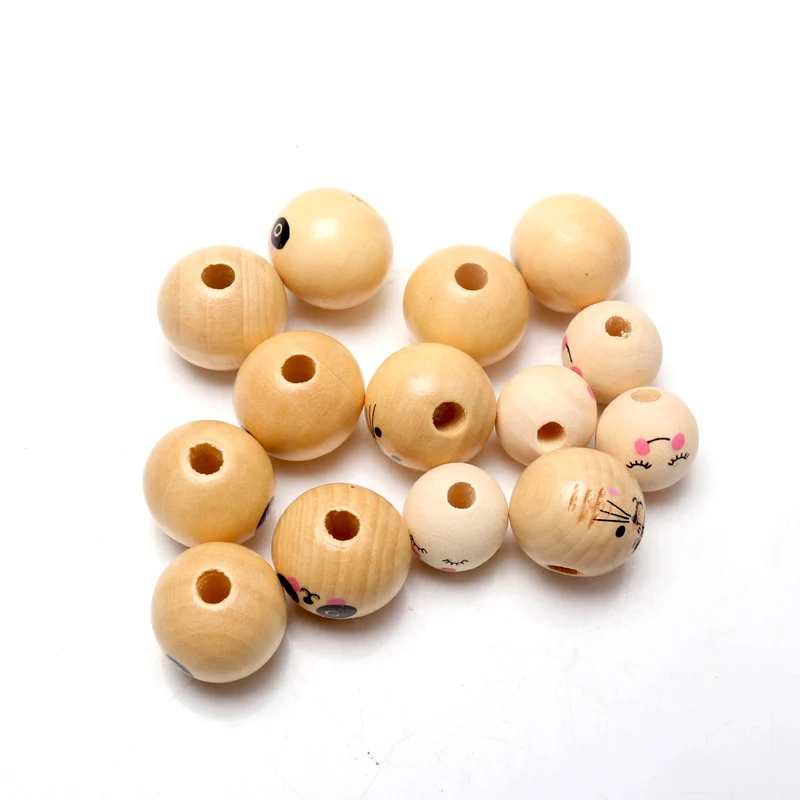DIY15-20mm Мультяшные изображения натуральные деревянные бусины разделительные