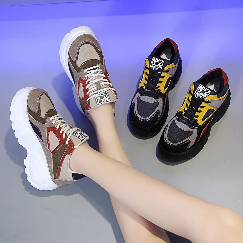 Женские кроссовки на высокой платформе повседневные теплые меховые толстой