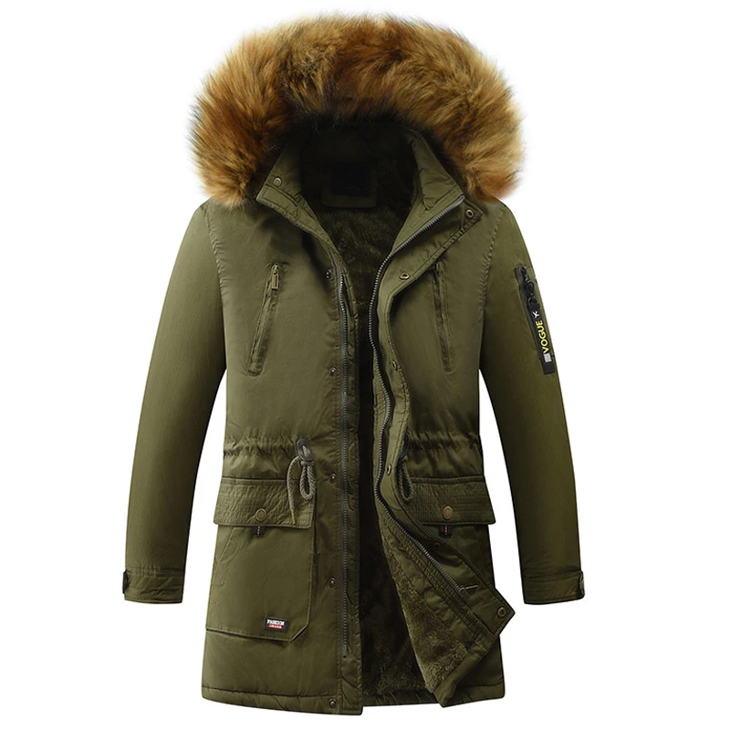 Европейская Простая мужская парка с меховым капюшоном пальто для мужчин уличная