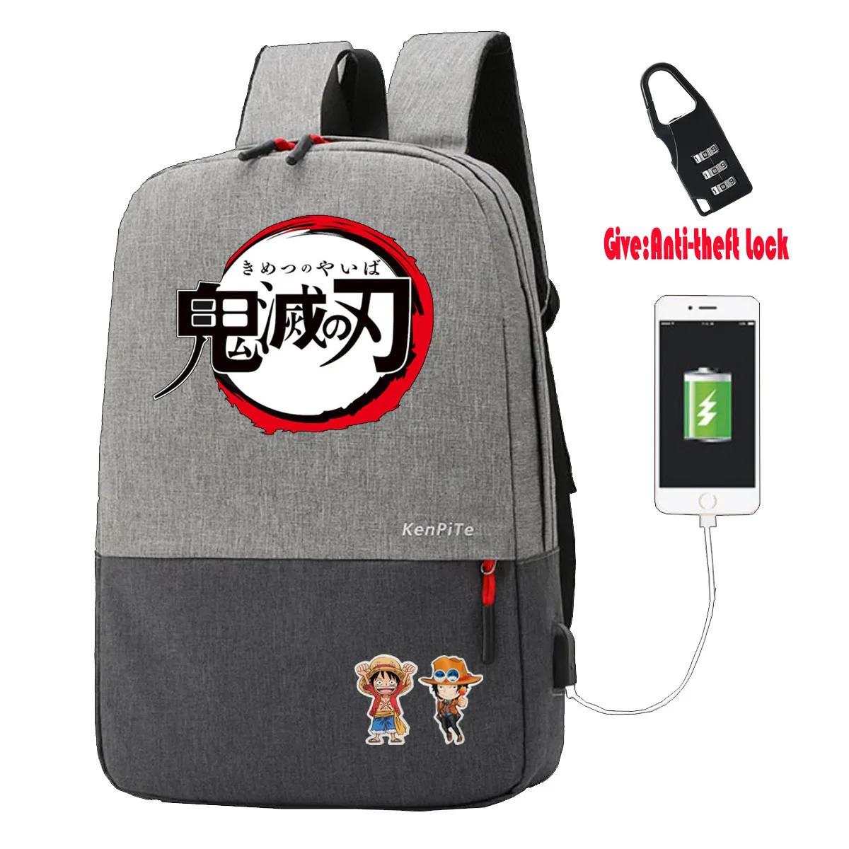 

anime Demon Slayer Backpack UNISEX Travel backpack Laptop bag student book Bags teenagers Anti-theft USB Charging Knapsac