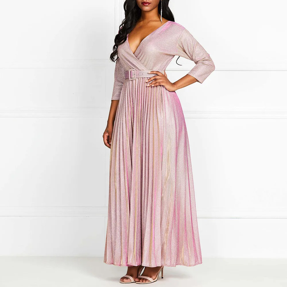 Светоотражающее вечернее платье элегантное Плиссированное длинное для женщин