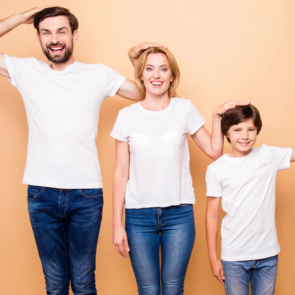 Белая футболка для мужчин/женщин/детей одноцветные футболки летняя с короткими