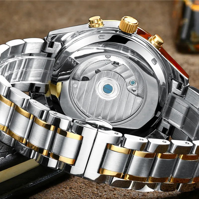 Бренд lige механические часы из нержавеющей стали деловые для мужчин топ класса