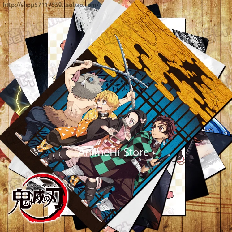

10 шт./партия Аниме Kimetsu no Yaiba плакаты Agatsuma Zenitsu Kamado Tanjiro Nezuko настенные картины для колледжа A3 42x29 см наклейки