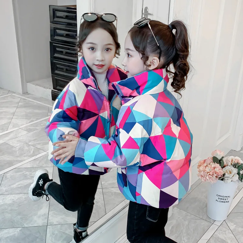 

Новинка 2021, модная зимняя пуховая хлопковая куртка для девочек, теплая Плотная хлопковая куртка для девочек, повседневная короткая хлопков...