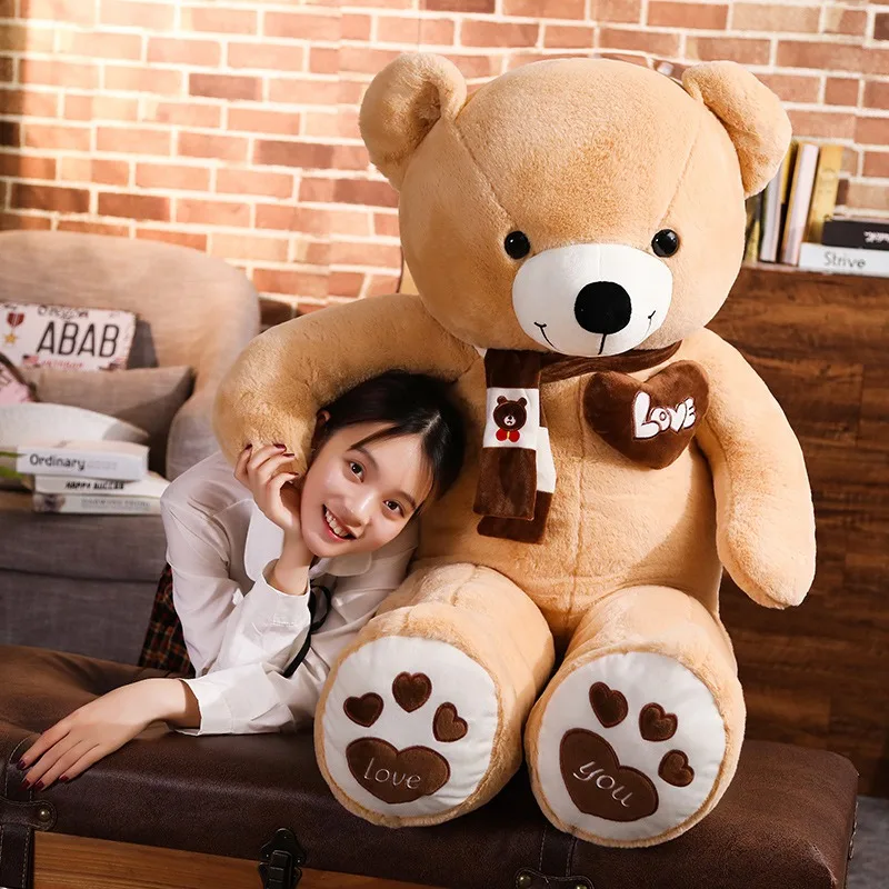 

60-100cm High Quality 4 Colors Teddy Bear With Scarf Stuffed Animals Bear Plush Toys Doll Pillow Kids Lovers Birthday Baby Gift