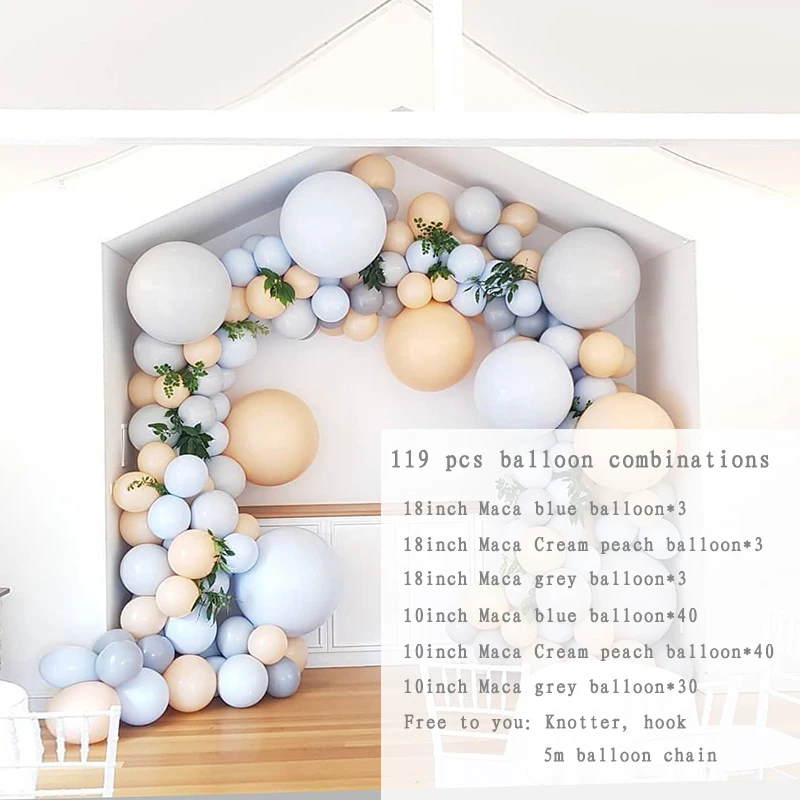 119 шт. DIY воздушный шар комплект гирлянды Макарон синий персиковый пастельный