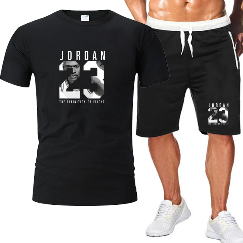 

2piece set men outfits jordan 23 t-shirt shorts summer short set tracksuit men sport suit jogging sweatsuit basketball jersey