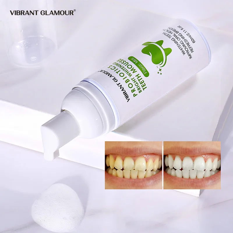 

VIBRANT GLAMOUR Tooth Whitening Mousse Mint Toothpaste Remove Plaque Stains Oral Odor Bright Teeth Fresh Breath Oral Care Tool
