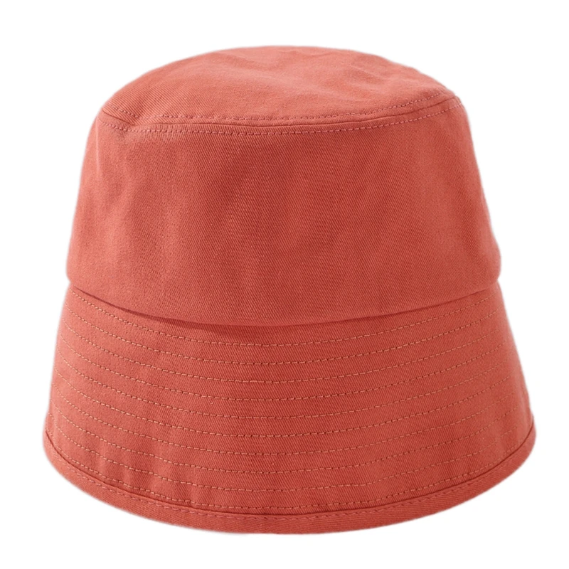 

Women Solid Color Cotton Dome Bucket Hat Back Split Wide Brimmed Fisherman Cap