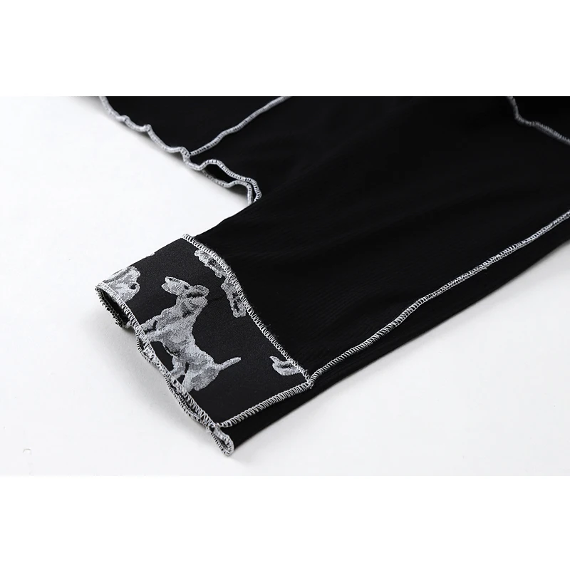 Футболка женская с длинным рукавом уличная одежда соединением Модный черный