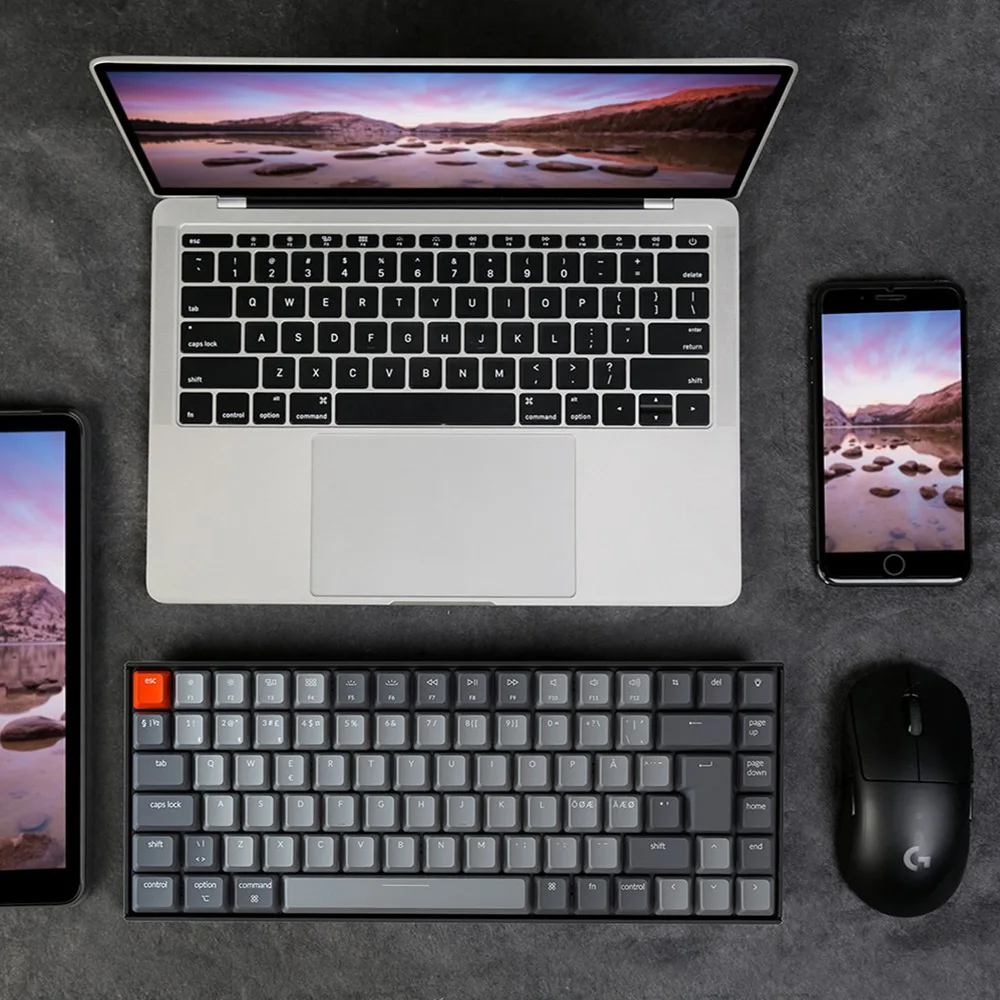 Keychron K2 A BO V2 Wireless Mechanical Keyboard (Nordic ISO Layout) White Backlit Gateron Switch for Mac Windows