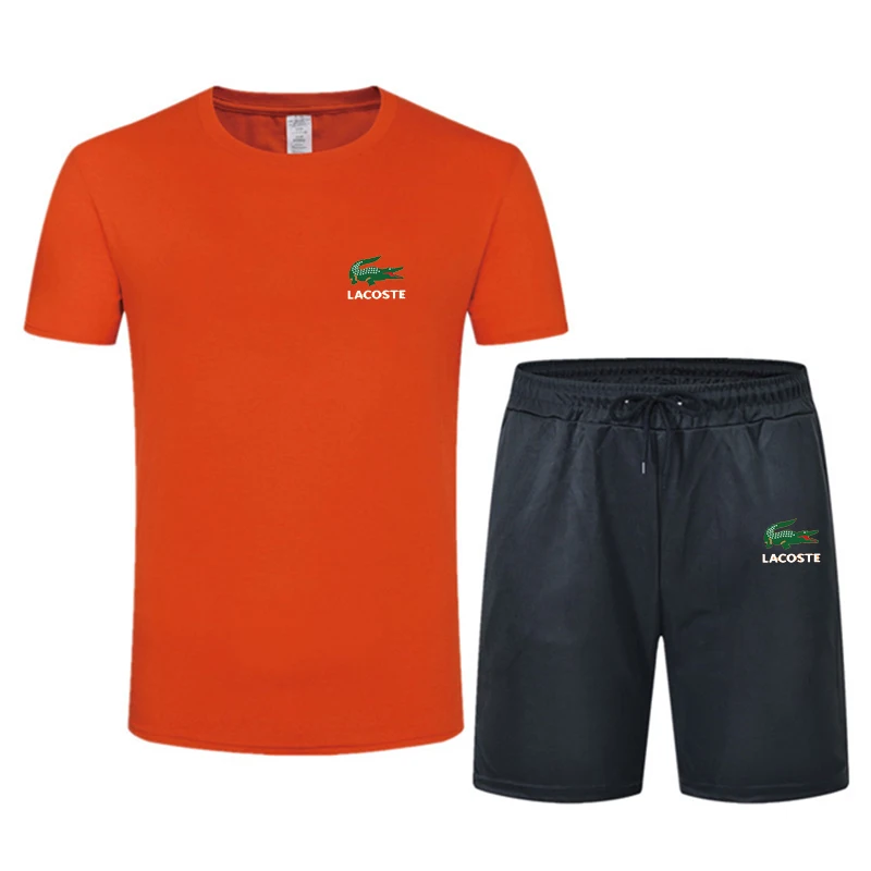 

Europe and America Popular in 2021 new cotton men's T-shirt + sports shorts suit summer high-quality T-shirt sports running suit