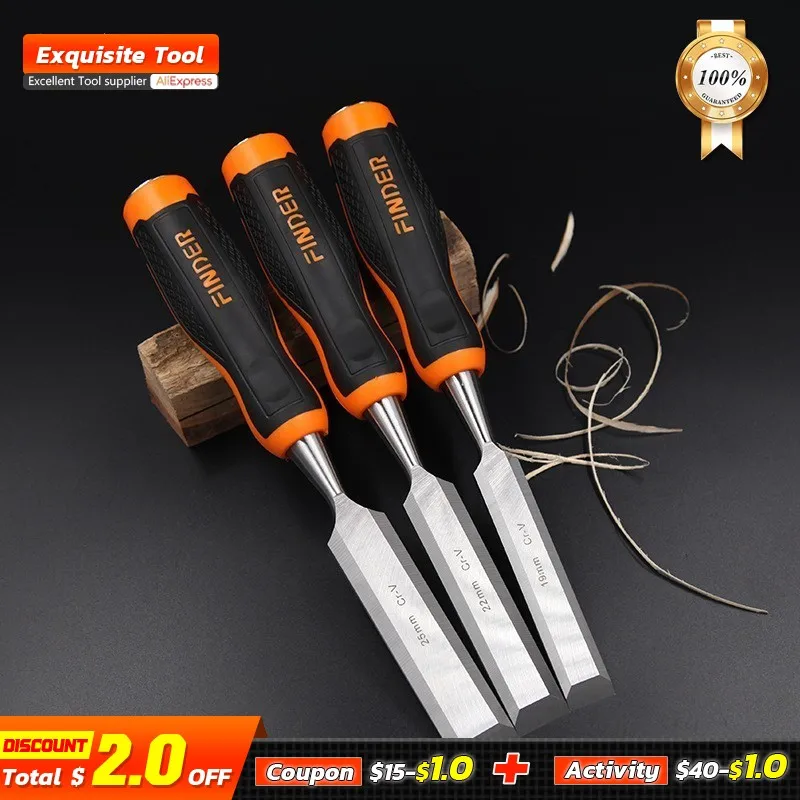 

FINDER Carpentry Flat Chisel Set Tpr Plastic Fiber Handle DIY Carpenter Woodwork Tools Tool Wood Plane Woodworking Carving Knife