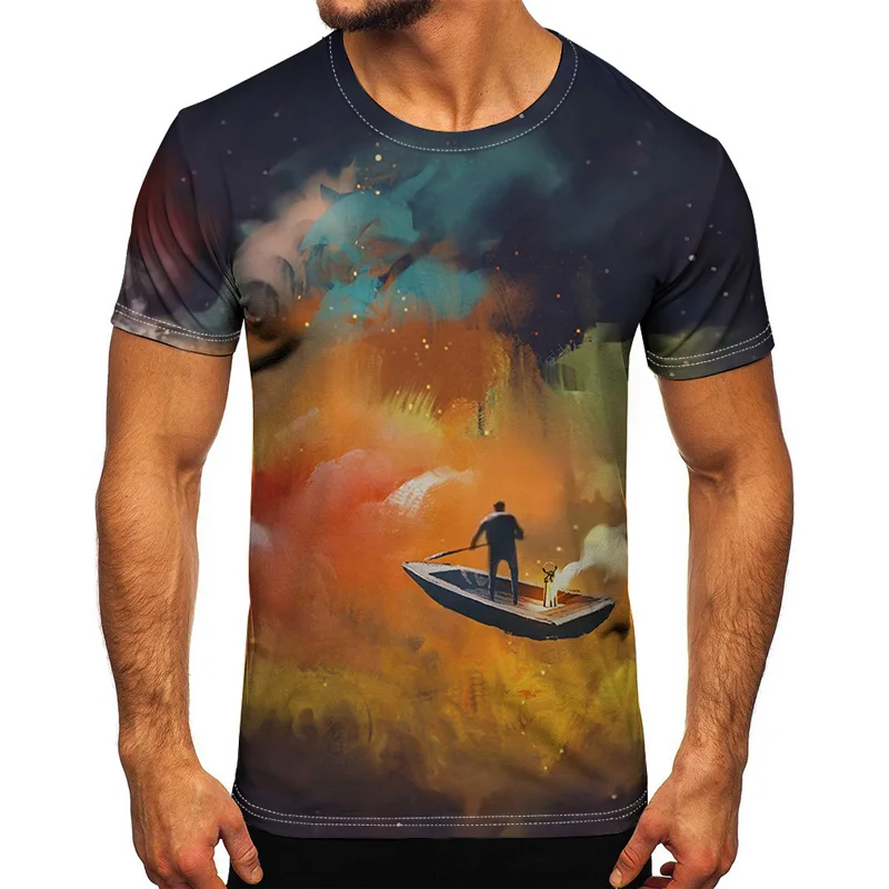 

2021 New Fashion Hot Sale 3D Digital Back View Printing Men's Casual Sports Breathable T-Shirt Spring And Summer