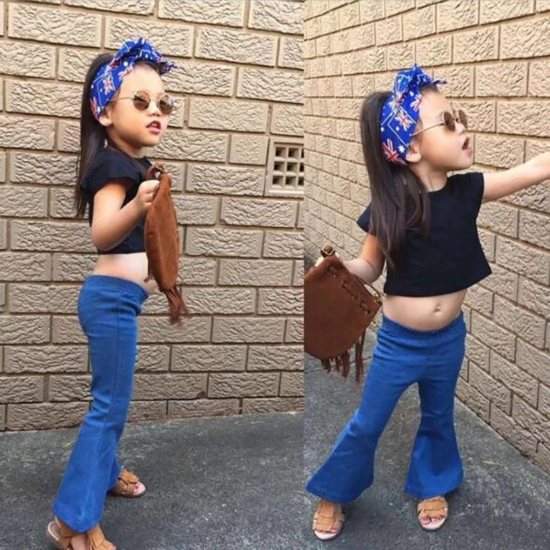 Модные расклешенные брюки с широкими штанинами для маленьких девочек 2020|Джинсы| |