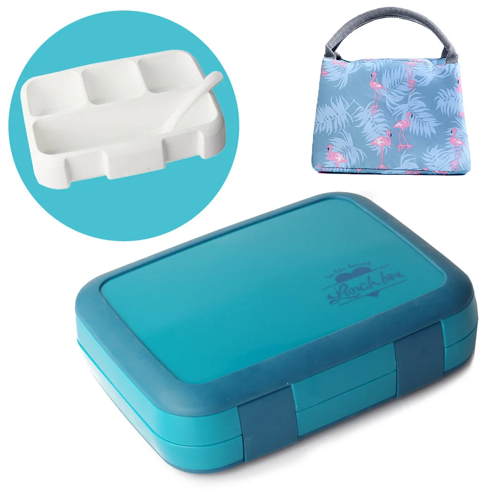 Blue with Bag TUUTH Ланч-бокс для микроволновки герметичная Bento коробка для детей несколько сетки переносной пищевой контейнер - Цвет: Blue with Bag
