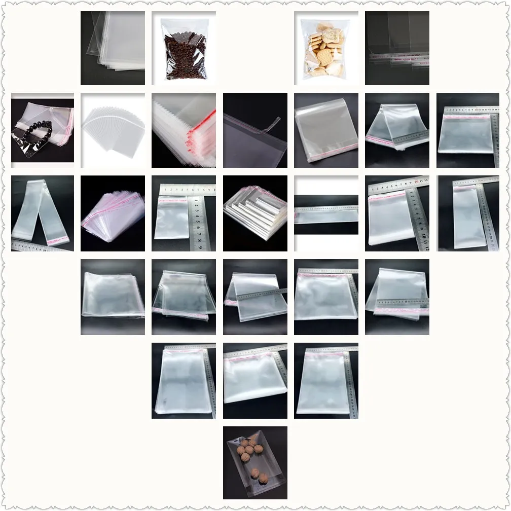 Прозрачные многоразовые виолончели пакеты 8x31 + 4 см из ОПП целлофановые для