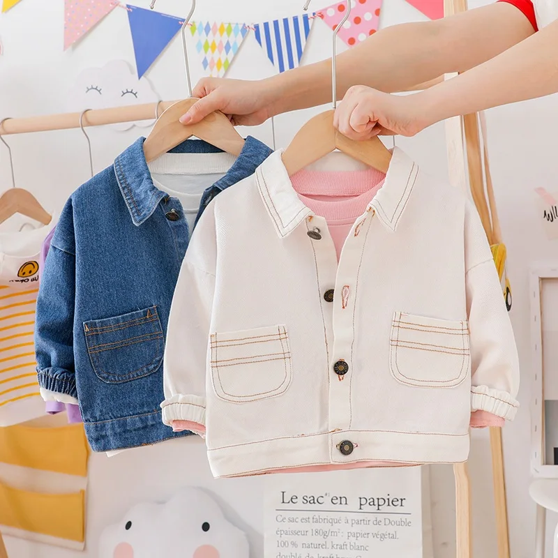 2019 Autumn boys cartoon lion print denim pocket long sleeve Coat Kids Children Infants Outwear Jackets Cardigan C2986 |