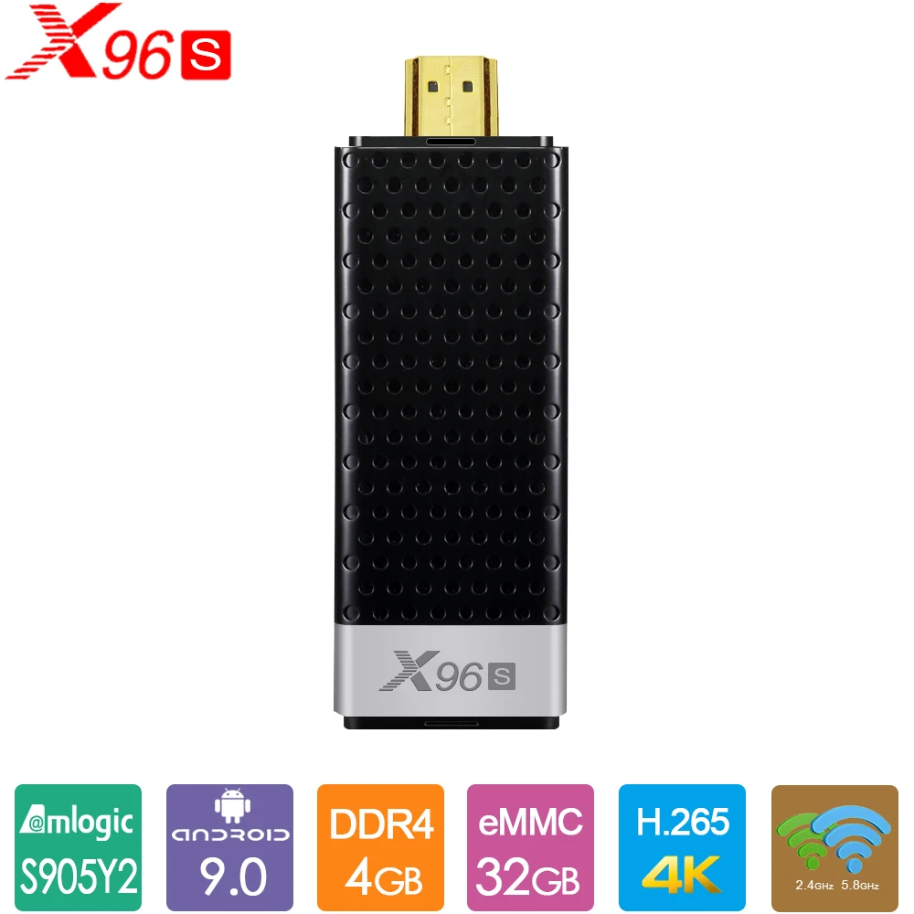 X96S tv Stick Android 9,0 tv Box Amlogic S905Y2 DDR4 4 ГБ 32 ГБ Smart tv Box 2,4G 5G двойной Wi-Fi Bluetooth 4,2 4K H.265 медиаплеер