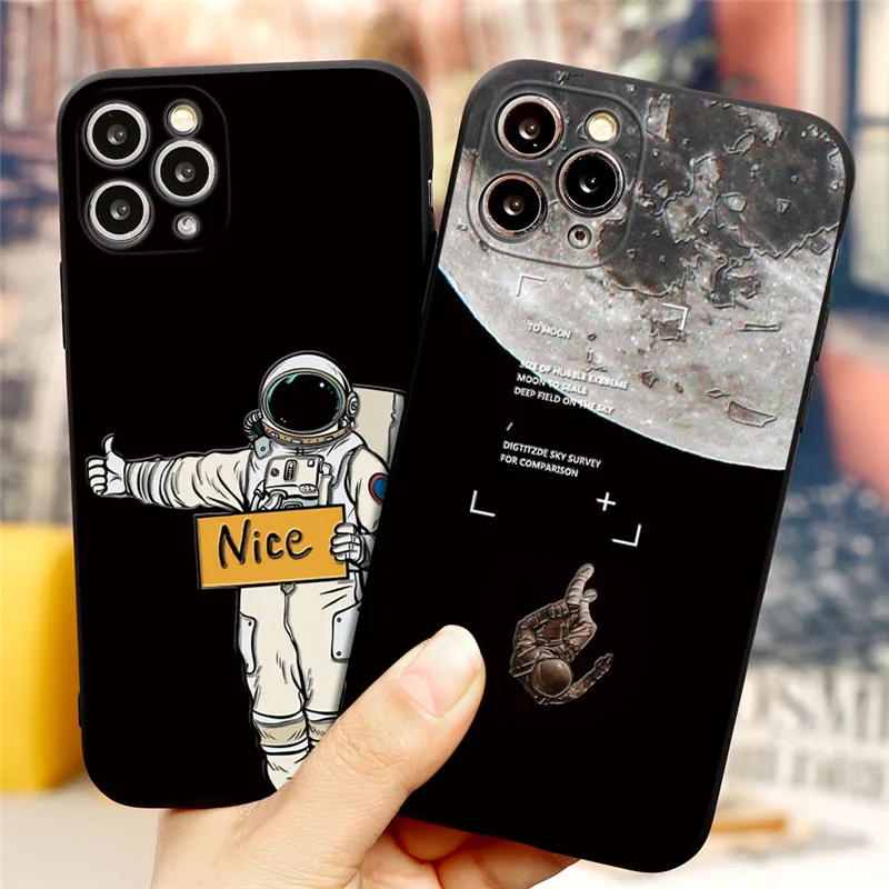 3D Emboss Space Moon мультфильм телефон чехол для iPhone SE 2 2020 5 5S 6 6S 7 8 Plus Xs 11 Pro Max XR X 10 Мягкая