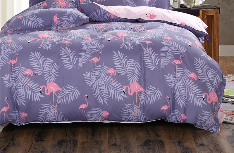 

1PC Duvet Cover 155x215 220x230 260x220 240x220 Queen King Twin Full Quilt Cover Blanket Cover Bedding Flamingo purple