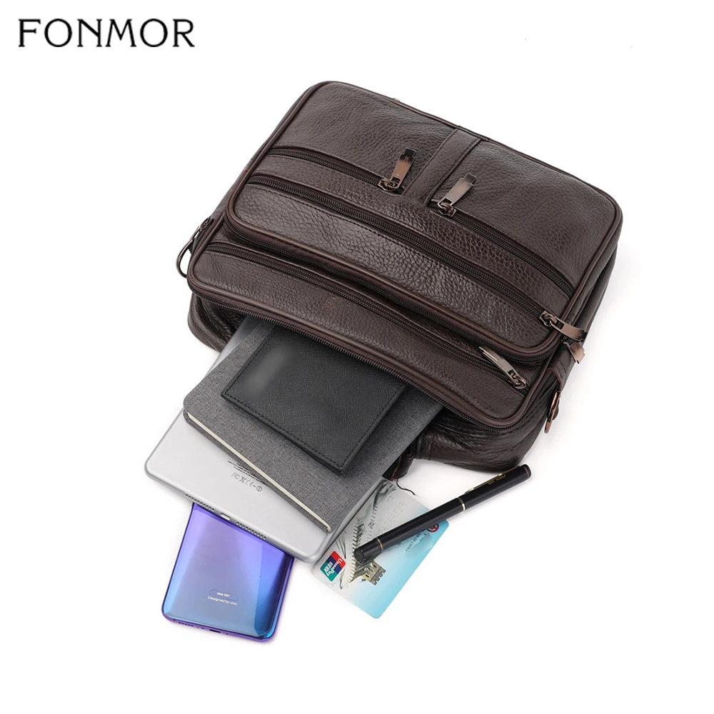 Fonmor мужской портфель из натуральной кожи для ноутбука, Воловья сумка для мужчин, сумки на плечо, деловая сумка через плечо, мульти карман на молнии