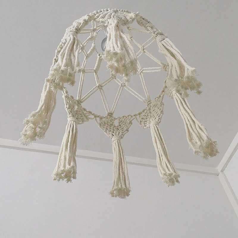 

Bohemian Macrame Wall Hanging Ins Style Hand-Woven Tapestry Girl Heart Bedroom Living Room Nordic Chandelier Cover Decoration