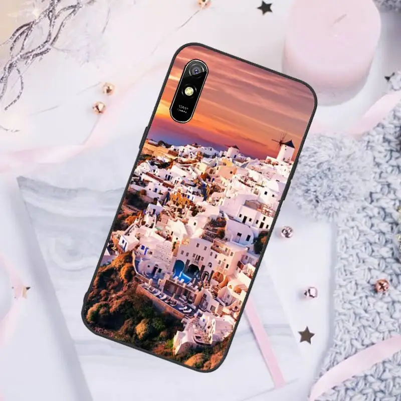 

Oia Santorini Greece lanscape Phone Case For Xiaomi Mi Redmi Note 7 8 9 pro 8T 9T 9S 9A 10 Lite pro