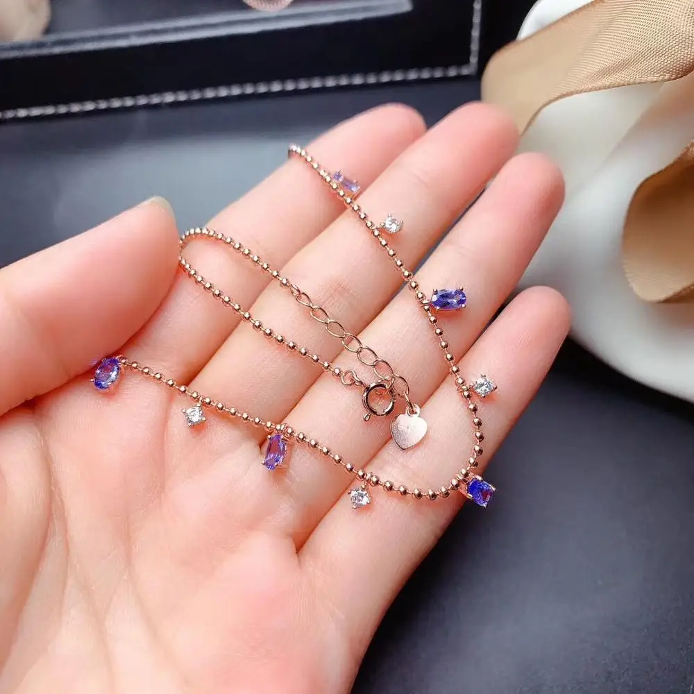 Натуральное и настоящее ожерелье из танзанита кулон стерлингового серебра 925