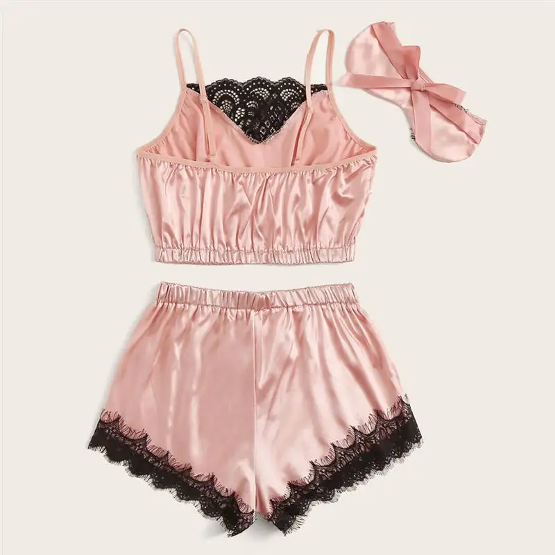 Нижнее белье сексуальный комплект с бюстгальтером женское кружевное атласное