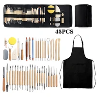 45pcs polymer clay tools modeling clay sculpting tools kits for pottery sculpture wooden dotting tools for sculpture pottery