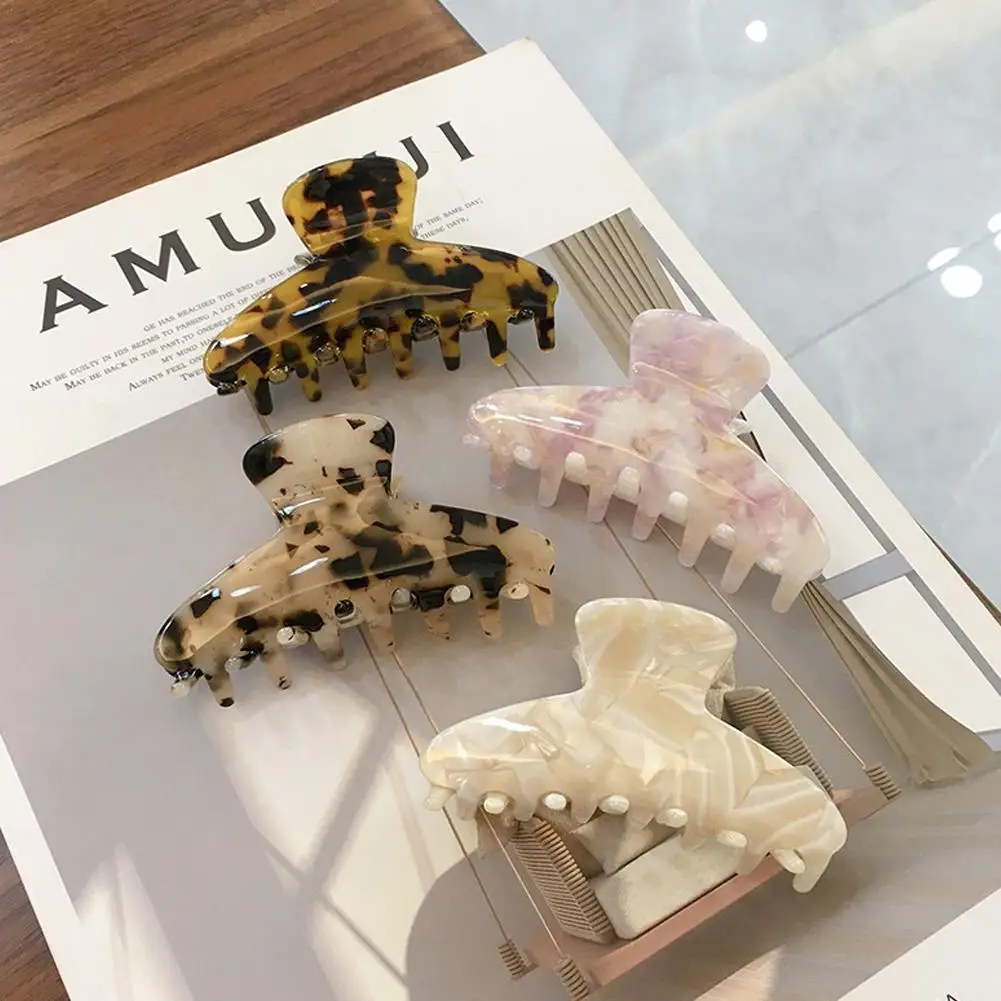 

Korean Geometric Acetate Hair Claws Big Size Square Hair Crabs Clip Leopard Grain Hair Clamps For Women Fashion Hair Accessories