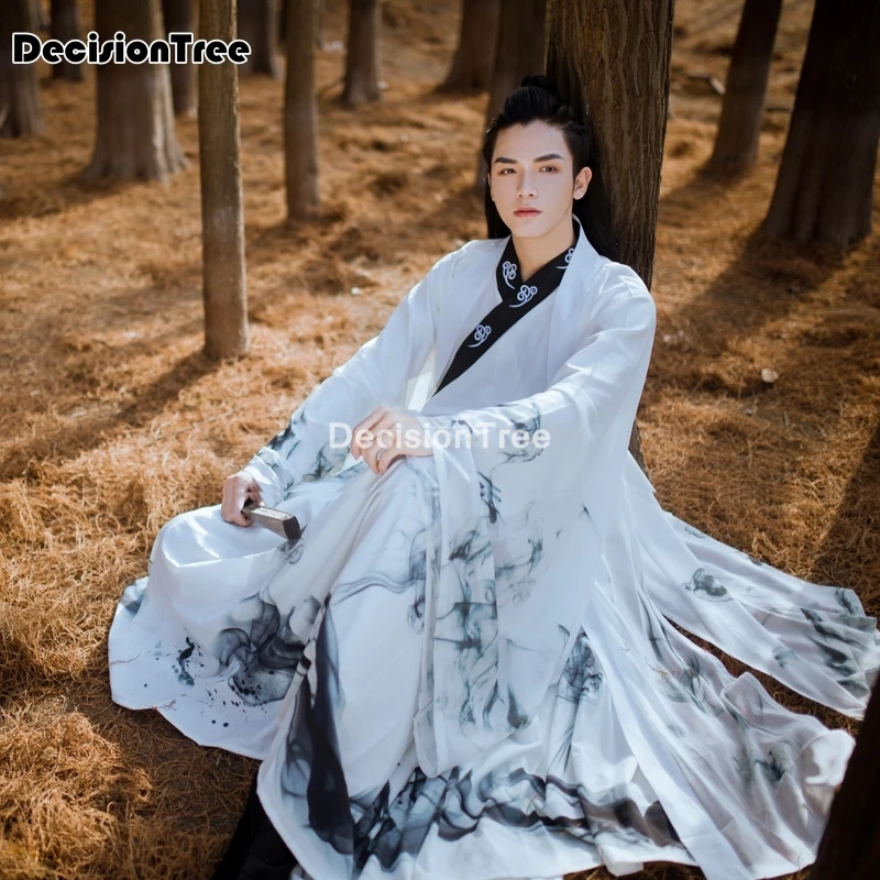 2021 китайская hanfu Мужская и женская древняя традиционная вышивка фиолетовая синяя
