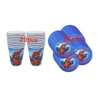 40pcs cartoon spiderman theme disposable tableware design kids birthday party paper platecup supplies for kids